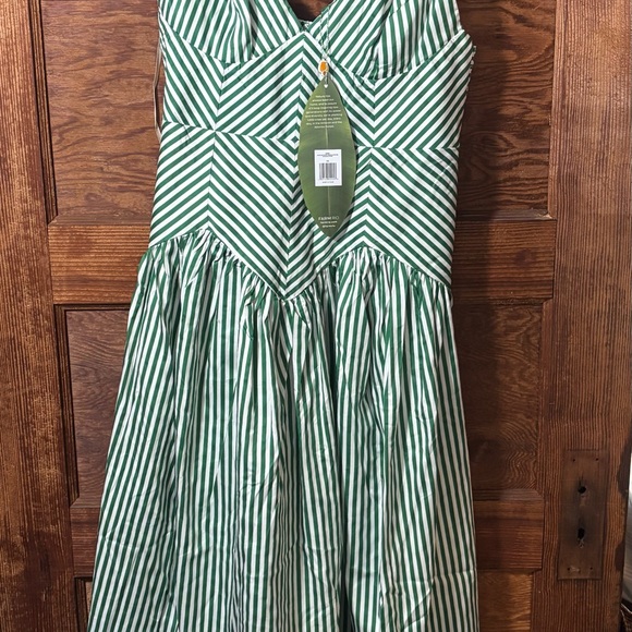 Green Striped Midi Dress - Picture 3 of 4